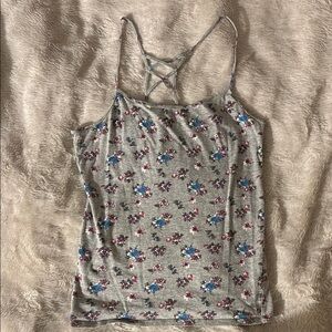 Floral Gray Spaghetti Strap Tank Top